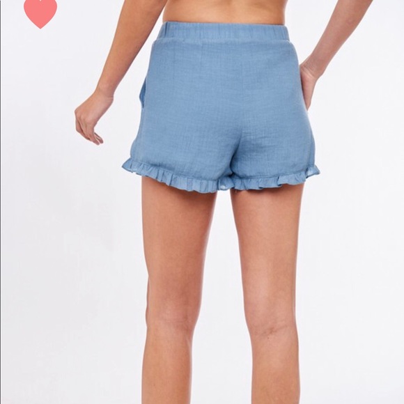 Dusty Blue Ruffle Shorts - Picture 3 of 3
